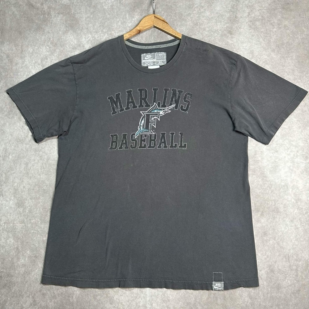 Nike FLORIDA MARLINS VTG MLB LOGO MENS XL BLACK TEE T-SHIRT